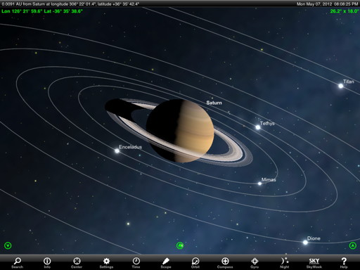 Orbit the planets with StarSeek. Tour Saturn's moons like the Cassini probe!