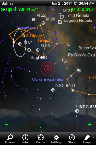 Wide-field view of the Sagittarius region, showing a number of interesting observing targets.