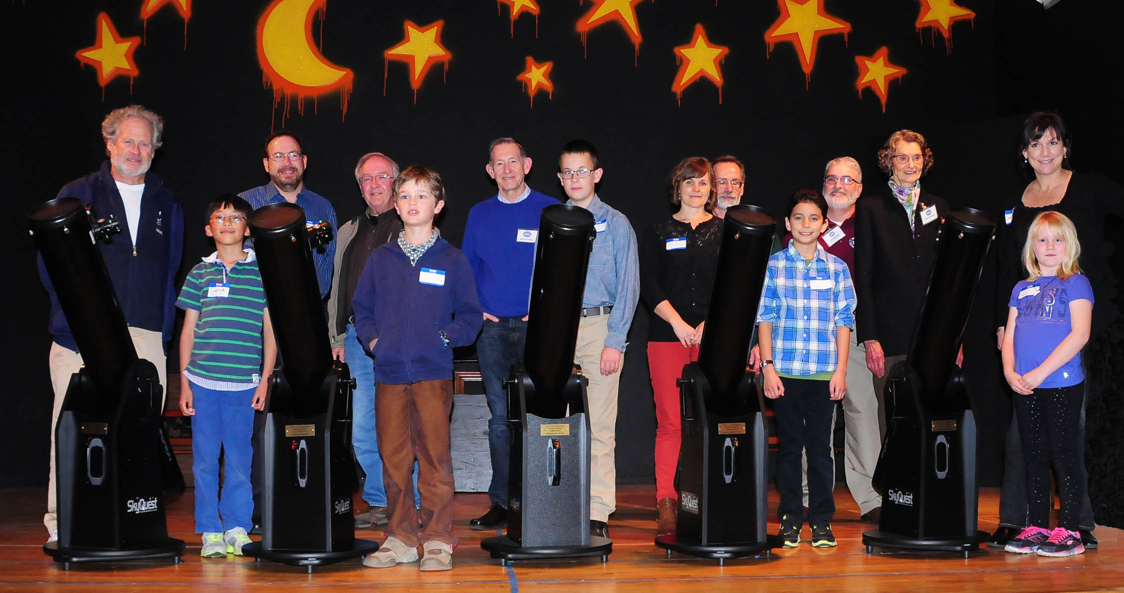 Winners of the 2015 SCAS Striking Sparks program pose with their Orion XT6 Classic Dobsonian telescope awards alongside proud sponsors, teachers and parents.