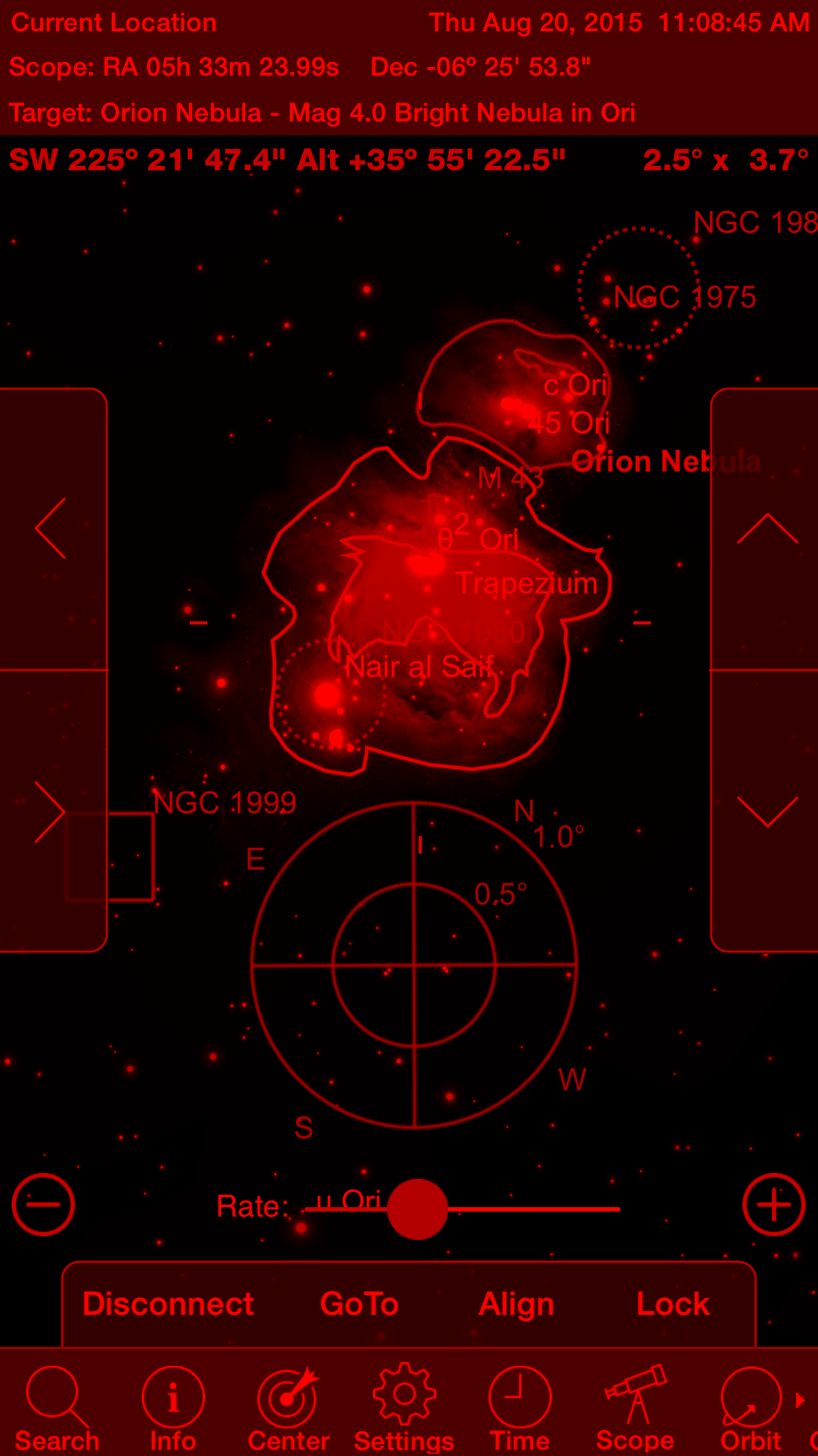 Red; night-vision mode can be turned on to preserve dark-adapted night vision